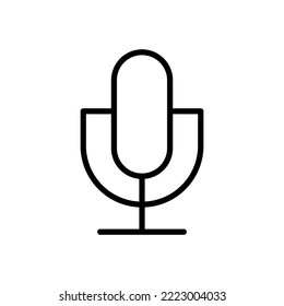 Microphone on stand icon. Studio podcast and sound recording equipment with music and concert vector broadcast effect