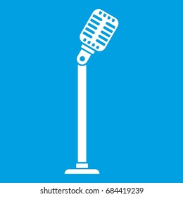 Microphone on stand icon white