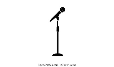 Microphone On Stand Silhouette A Minimalist Black Graphic