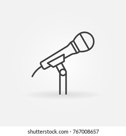 Microphone On The Stand Vector Icon Or Symbol In Thin Line Style