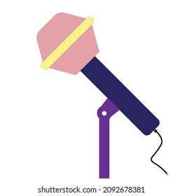 A microphone on stand with wire. Icon, illustration , vector