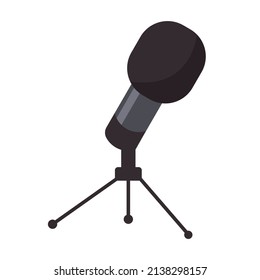 Micrófono en trípode. Equipo para vlogueo. Ilustración vectorial plana.