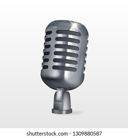 Microphone on a white background. Clipping Mask. Mesh.
