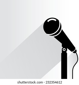 microphone on white background, flat and shadow theme