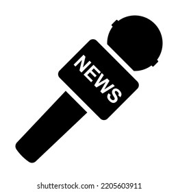 Microphone and one journalist icon. Breaking news on TV and radio vector illustration