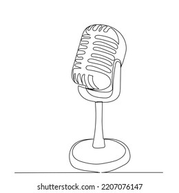 microphone one line drawing, sketch vector