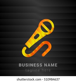 Microphone Orange, Yellow and Black silk fashion premium icon / Logo