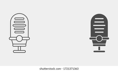 Microphone outline and filled vector icon sign symbol