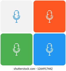 microphone outline flat icon, material design color, vector illustration