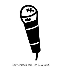 Microphone. Outline icon. Black color. Vector hand drawn design. Illustration on white background.