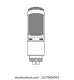 Microphone Outline Icon Illustration on Isolated White Background