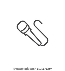 Microphone outline icon. linear style sign for mobile concept and web design. Karaoke Mic simple line vector icon. Symbol, logo illustration. Pixel perfect vector graphics