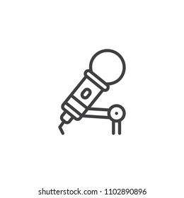 Microphone outline icon. linear style sign for mobile concept and web design. Mic simple line vector icon. Symbol, logo illustration. Pixel perfect vector graphics