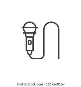 Microphone outline icon. linear style sign for mobile concept and web design. Voice recording line vector icon. Symbol, logo illustration. Pixel perfect vector graphics