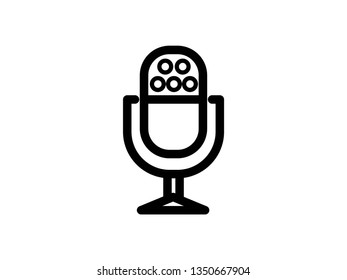 Microphone outline Icon set vector. Mic sign. Karaoke microphone icon. Broadcast mic sign - Vector