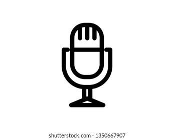 Microphone outline Icon set vector. Mic sign. Karaoke microphone icon. Broadcast mic sign - Vector