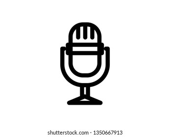 Microphone outline Icon set vector. Mic sign. Karaoke microphone icon. Broadcast mic sign - Vector