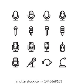 Microphone outline Icon set vector. Mic sign. Karaoke microphone icon. Broadcast mic sign