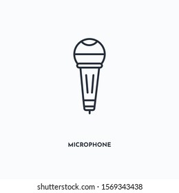 Microphone outline icon. Simple linear element illustration. Isolated line Microphone icon on white background. Thin stroke sign can be used for web, mobile and UI.