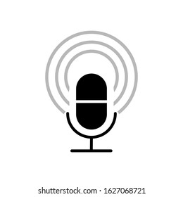 Microphone outline Icon vector. Mic sign. Karaoke microphone icon. Broadcast mic sign
