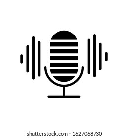 Microphone outline Icon vector. Mic sign. Karaoke microphone icon. Broadcast mic sign