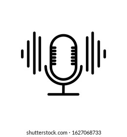 Microphone outline Icon vector. Mic sign. Karaoke microphone icon. Broadcast mic sign