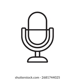 Microphone outline icon vector on white background.