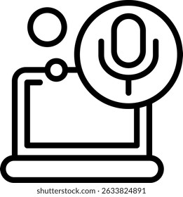 Microphone Outline Style Icon Design