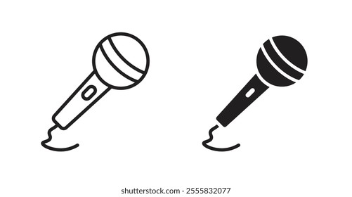 Microphone outlined and solid icon vector collection.