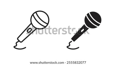 Microphone outlined and solid icon vector collection.