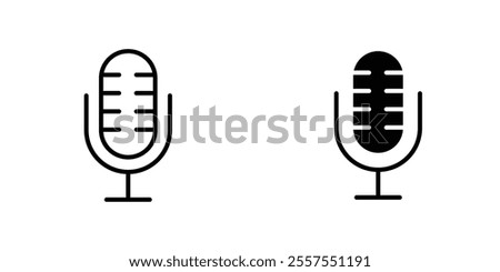 Microphone outlined and solid icon vector collection.