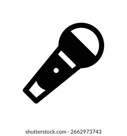 Micrófono. Icono de Vector de trazo delineado con detalles rellenos de negro.