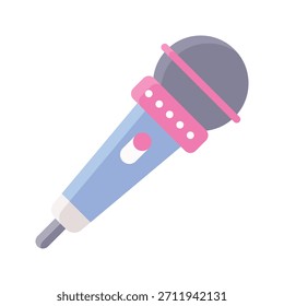 Microphone Party Icon, Flat Style Celebration And Music Vector Illustration