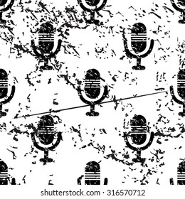 Microphone pattern, grunge, black image on white background