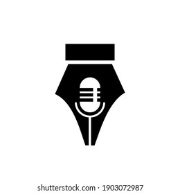 microphone pen podcast writer art voice creative logo vector icon illustration design