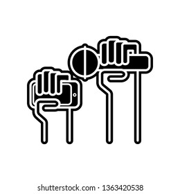 microphone and phone in hands icon. Element of Media, Press for mobile concept and web apps icon. Glyph, flat icon for website design and development, app development