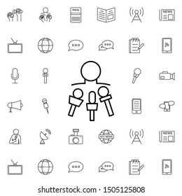 Microphone and phone in hands nolan icon. Elements of media, press set. Simple icon for websites, web design, mobile app, info graphics