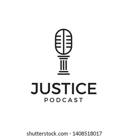 Microphone pillar logo design line art illustration