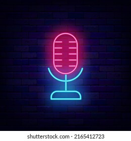 Microphone Pink Neon Icon Stand Comedy Stock Vector (Royalty Free ...