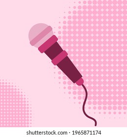 Microphone in Pink tone. Flat design illustration.