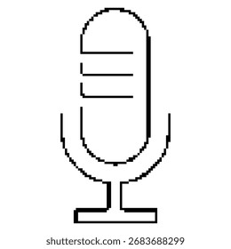 microphone pixel icon, 8-bit. Isolated vector illustration.