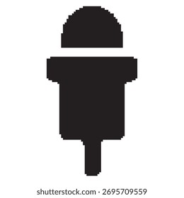 Icono de píxel de micrófono, 8 bits. Ilustración vectorial sobre fondo blanco.