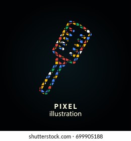 Microphone - pixel icon. Vector Illustration. Design logo element. Isolated on black background. It is easy to change to any color.