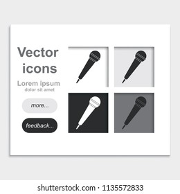 Microphone placed on web page template flat vector icon.