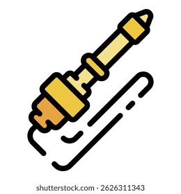 Microphone plug icon. Outline microphone plug vector icon color flat isolated