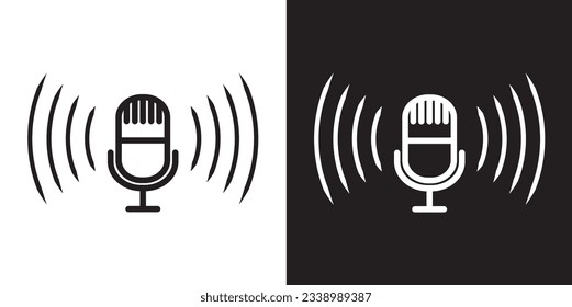 Microphone podcase line icon. Stroke vector elements for trendy design. Simple pictograms for mobile concept and web apps. Vector line icon isolated on a white background. Vector illustration and sign