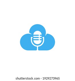 Microphone Podcast Cloud Symbol. Web Icon Logo Template Design Element.