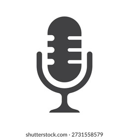 Ícone de podcast de microfone ilustração de vetor de design de estilo plano isolado no fundo branco.