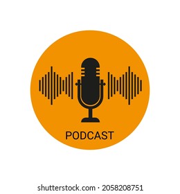 Icono de podcast de micrófono aislado en fondo blanco. Ilustración del vector