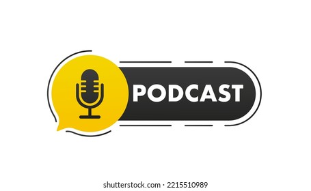 Microphone podcast icon. Microphone icon. Podcast message. Vector illustration